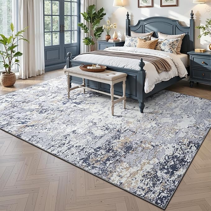 Toneed Abstract Area Rug Modern Washable Rug Soft Non Slip Rug Low Pile - Image 2