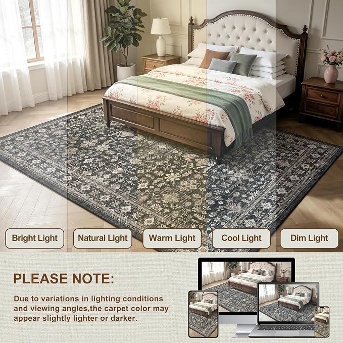 Dark Grey Rug for Living Room 9x12 - Image 2
