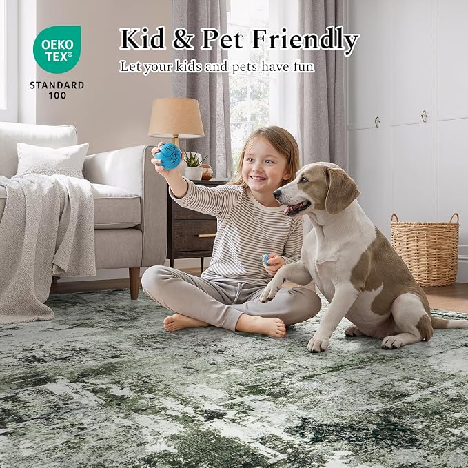 Rugflix 8x10 Area Rugs for Living Room, Washable Large Rug Stain-Resistant Low - Image 5
