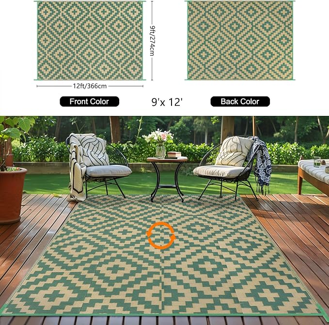 Outdoor Patio Plastic Straw Rug - Image 2