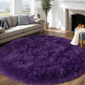 Round Purple Rug for Bedroom, 7 ft Circle Area Rugs for Living Room, Soft Large by WISHTREE
