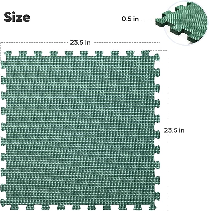 24 Pack Home Gym Mat, Puzzle Exercise Mat, EVA Interlocking Foam Floor Tiles - Image 2