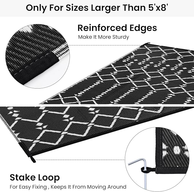 Smiry Outdoor Rug 6x9 ft, Waterproof Reversible Plastic Straw Rugs, Boho - Image 4
