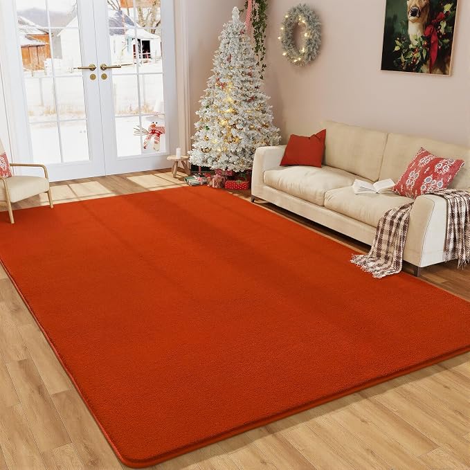 Amearea Modern Area Rugs for Bedroom Living Room, 4x6 Feet Orange Thickened - Image 8