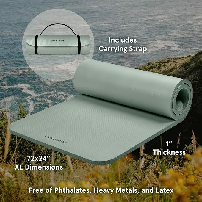 Retrospec Solana Yoga Mat 1" Thick w/Nylon Strap - Image 2