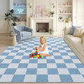 GarveeHome Checkered Light Blue and White 9x12 Area Rugs by GarveeHome