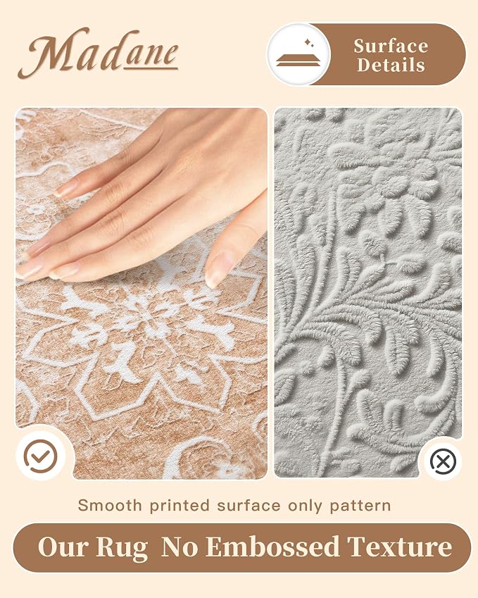 Madane 3x5 Area Rugs for Entryway, Washable Vintage Low Pile Non-Slip Throw - Image 4