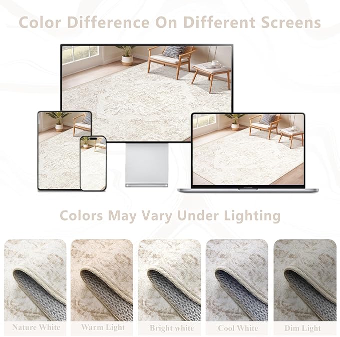 6x9 Area Rugs for Living Room: Washable Rug Vintage Large Rugs Soft Non Slip - Image 8