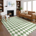 Checkered Washable Rug 6x9, Soft Non-Slip Farmhouse Area Rug by KiginaraArt