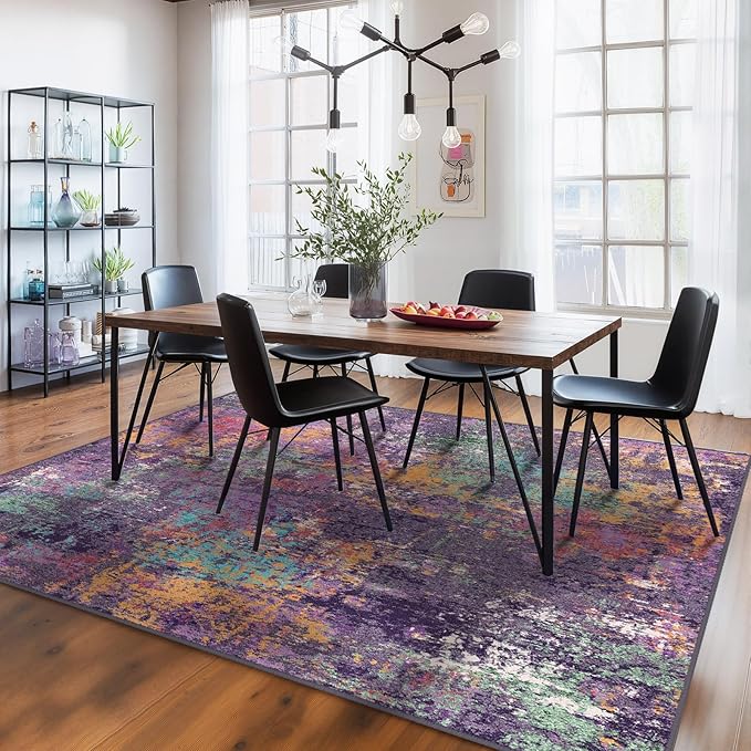 RELEANY Washable Area Rugs 6'x9' Non-Slip Modern Abstract Soft - Image 2