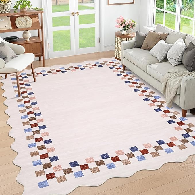 Small Bedroom Area Rug 3x5 Checkered Area Rug - Image 9