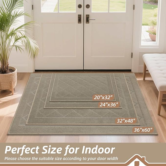 BEQHAUSE Dirt Trapper Door Mat 32" x 48", Doormat Non-Slip Entryway Rugs - Image 2