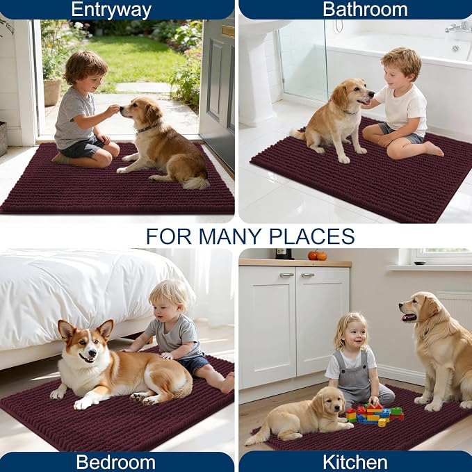 OLANLY Dog Door Mat for Muddy Paws 36x24, Ultra Absorbent Chenille Mud Doormat - Image 8