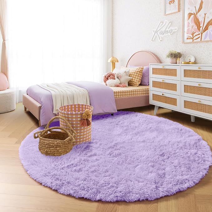 Amdrebio Light Purple Round Circle Rug 5Ft - Image 5