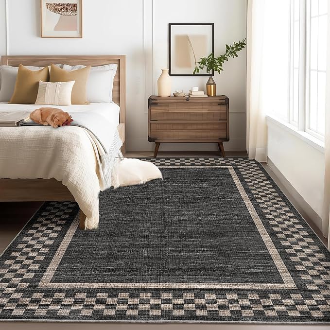 Small Bedroom Area Rug 3x5 Checkered Area Rug by GarveeHome