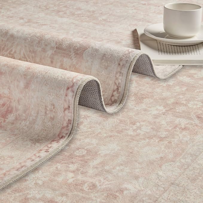 Latte&Fog Washable 5x7 Pink Rugs - Image 8