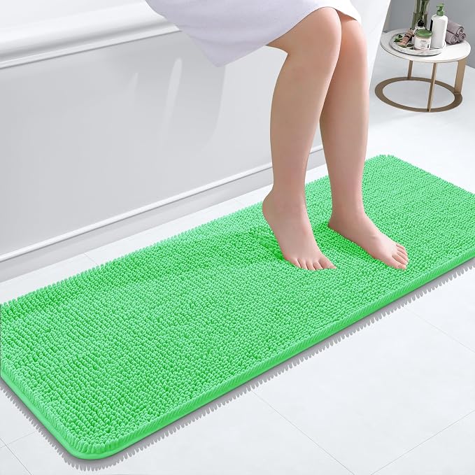 OLANLY Bathroom Runner Rugs 47x17, Soft Absorbent Chenille Bath Rugs, Rubber by OLANLY