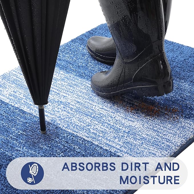 Kitinjoy Indoor Outdoor Door Mat, 40x24 Non-Slip Absorbent Dirt Trapper - Image 2