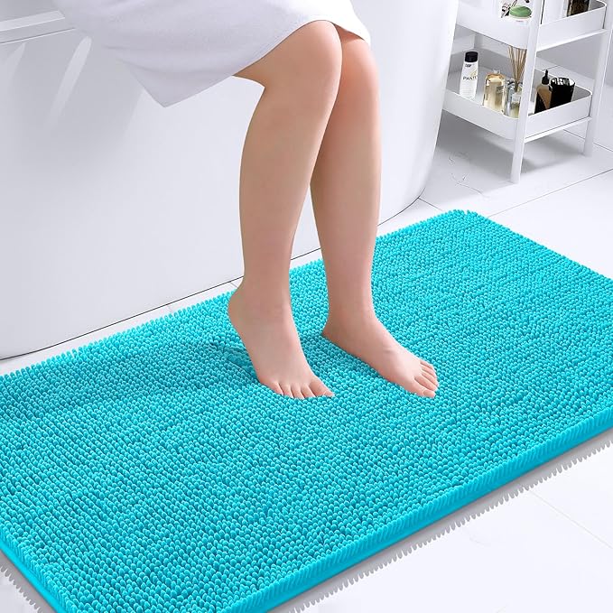 OLANLY Bathroom Runner Rugs 44x24, Soft Absorbent Chenille Bath Rugs, Rubber by OLANLY
