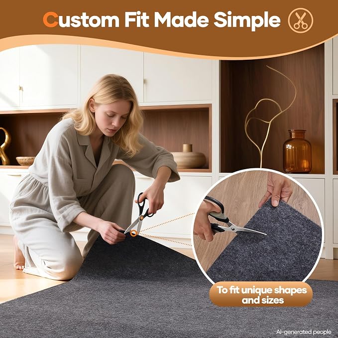 Veken Non Slip Cushioned Rug Pad Gripper 3x8 Ft, Felt and Silicone Backing - Image 7