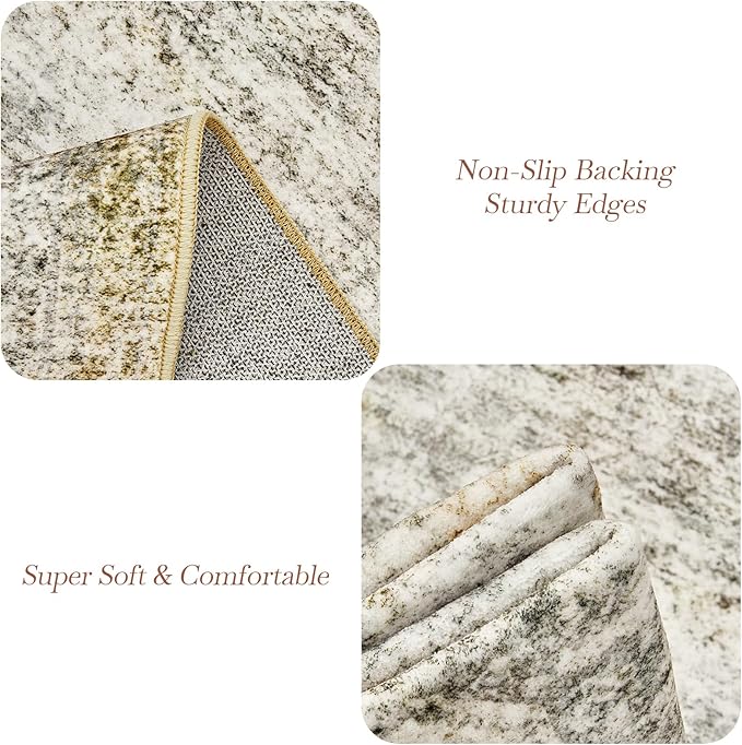 Soalmost 10x14 Area Rugs for Living Room, Non Slip Machine Washable Vintage Rugs - Image 5