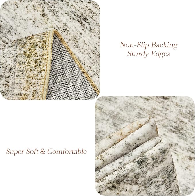 Soalmost 5x7 Area Rugs Gray Rust Low Pile Indoor Washable Trendy Faded Style - Image 5