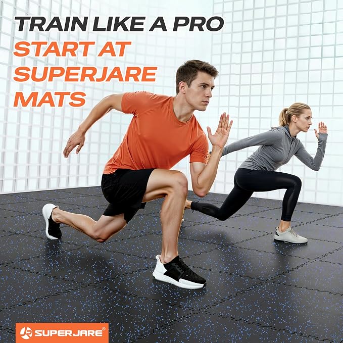 SUPERJARE 0.56'' Thick 48 Pcs 192 Sq Ft Rubber Top Exercise Equipment Mats - Image 3