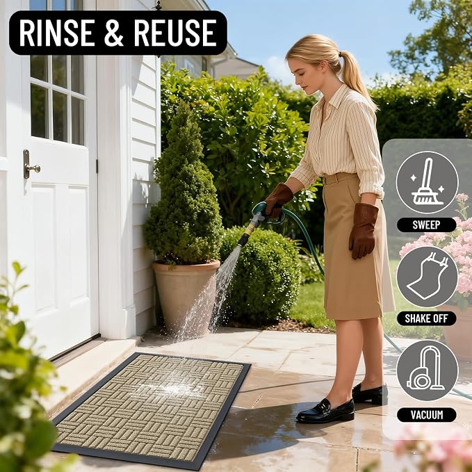OLANLY Front Door Mat Outside Entrance 33x21, Heavy Duty Sturdy Natural Rubber - Image 8