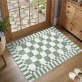 GarveeHome Sage Green Checkered Rug 2x3 Washable Rug Non-Slip by GarveeHome