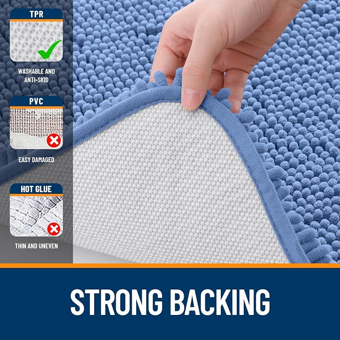 OLANLY Large Bathroom Rugs 44x32, Soft Absorbent Chenille Bath Rugs, Rubber - Image 6
