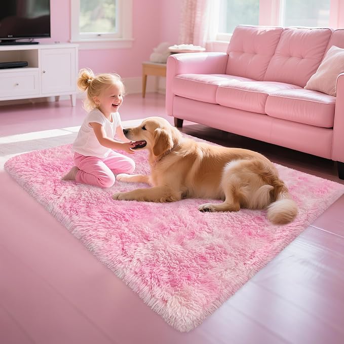 3x5 Fluffy Pink Rugs for Bedroom Girls, Soft Pink Fuzzy Rug for Girls Kids Baby - Image 2