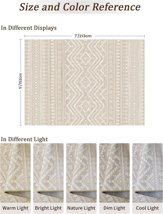 Miukiki 5x7 Area Rug for Living Room Moroccan Washable Rugs Non Slip Indoor - Image 2