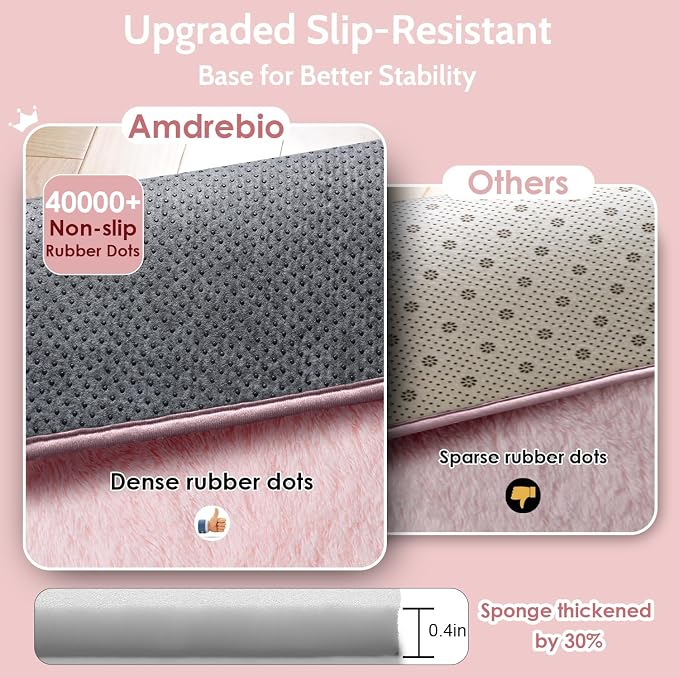 Amdrebio Pink Area Rugs for Bedroom Girls, Cute Fluffy Fuzzy Shag Rug 5x7 for - Image 6