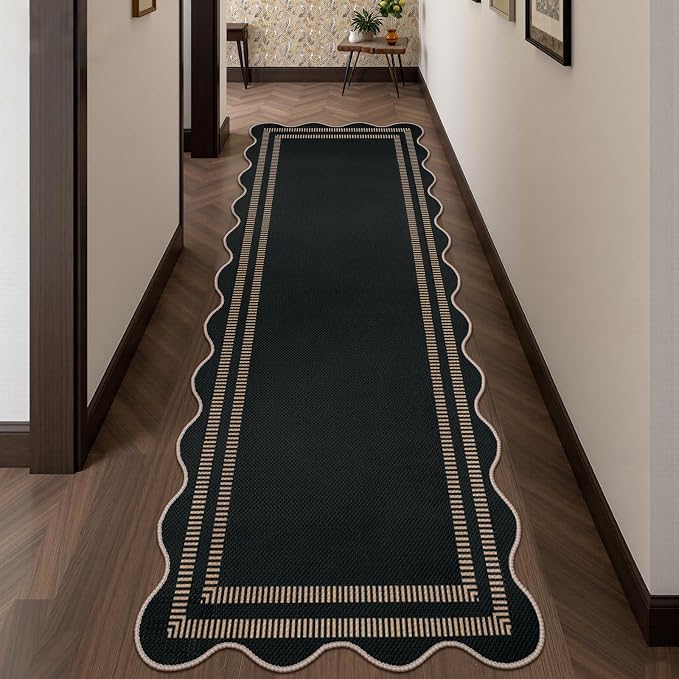 Scalloped 2.6x8 Kitchen Runner Rug, Washable Rugs - Image 7