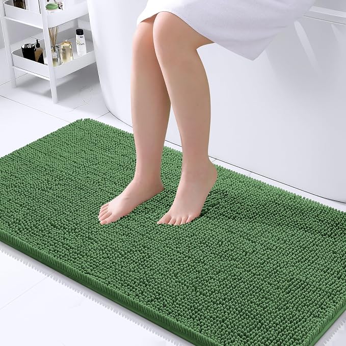 OLANLY Bathroom Runner Rugs 44x24, Soft Absorbent Chenille Bath Rugs, Rubber by OLANLY