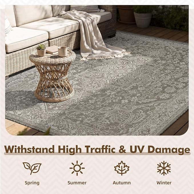 MontVoo-Outdoor Rug-Patio Rug 8x10 Polypropylene Indoor Outdoor Rugs Carpet - Image 4