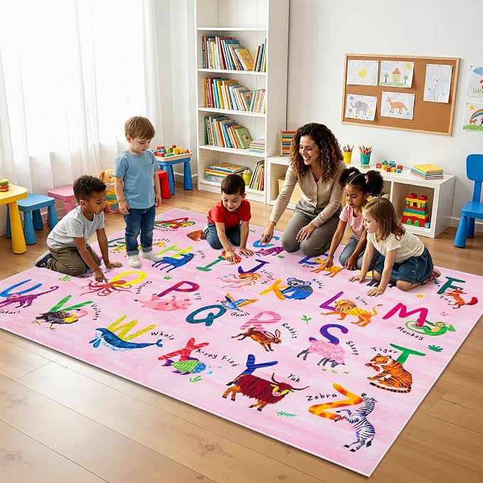 3x5 ABC Classroom Rug for Kids Playroom, Alphabet Rug - Image 3