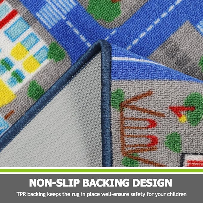 Capslpad Blue Car Road Kid Rug Carpet Playmat - Image 3