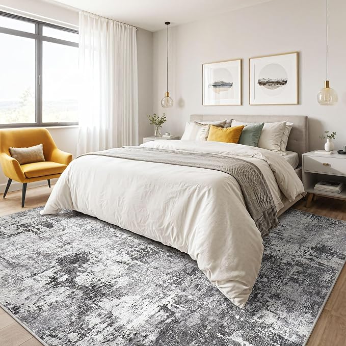 10x12 Area Rug Living Room: Washable Large Abstract Modern Soft Rugs Stain - Image 4