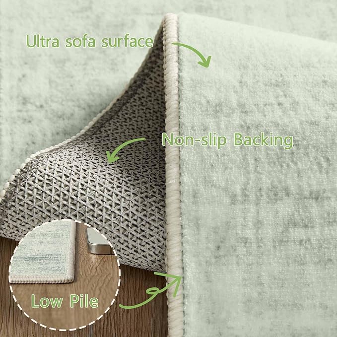 Latte&Fog 3x5 Entryway Green Area Rugs, Washable Vintage Small Rugs - Image 9