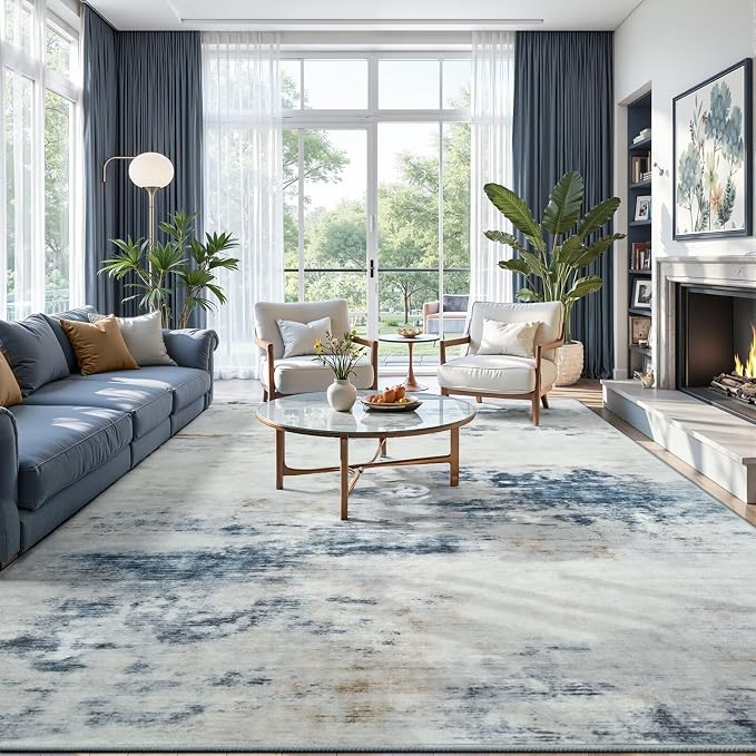 Toneed Abstract Area Rug 6x9 Modern Washable Rug Soft Non Slip Rug Low Pile - Image 4