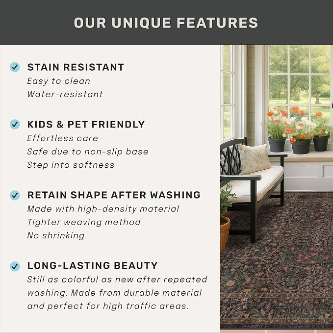 Washable 10ft Long Runners for Hallways, Dark Brown 2'6"x10' Wide Kitchen - Image 5