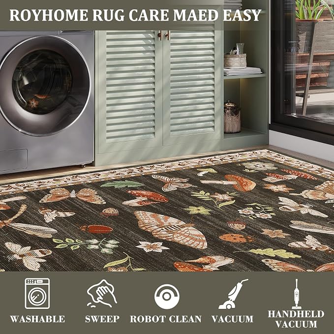 ROYHOME Mushroom Rug Black - Image 6