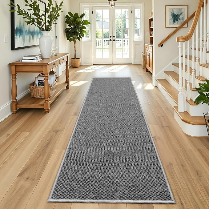 Faux Jute Hallway Runner Rug 2'x8', Washable & Non-Slip, No Odor. Farmhouse - Image 6
