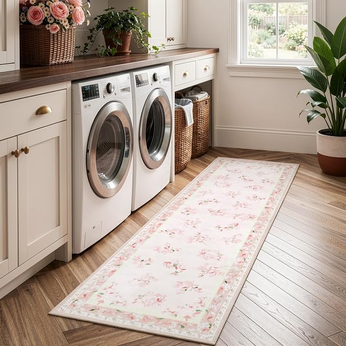 LIVEBOX Floral Girls Rugs for Bedroom, 2 x 6 Washable Nursery Runner Rug - Image 3