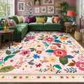 RELEANY Floral 8x10 Area Rugs Washable Print Boho Cute Carpet Non Slip Flower by RELEANY