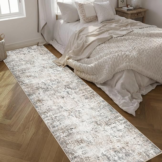 Washable Area Rug 3x14 Entryway Rug: Washable Modern Abstract Soft Thin Rug - Image 2