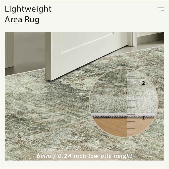 Soalmost Area Rug 6x9 Abstract Living Room Washable Rugs Green Black Non Slip - Image 7