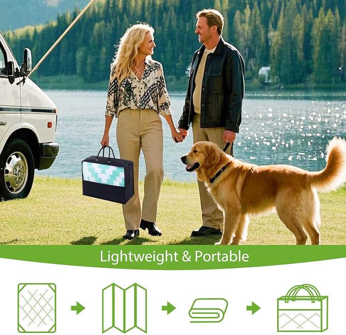 Smiry Waterproof Outdoor Rug 4x6 ft, Reversible Plastic Straw Patio Camping Rugs - Image 5