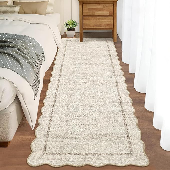 GarveeHome Scalloped Washable Runner Rug 2x10 Non Slip Kitchen Rugs Modern Blue - Image 8